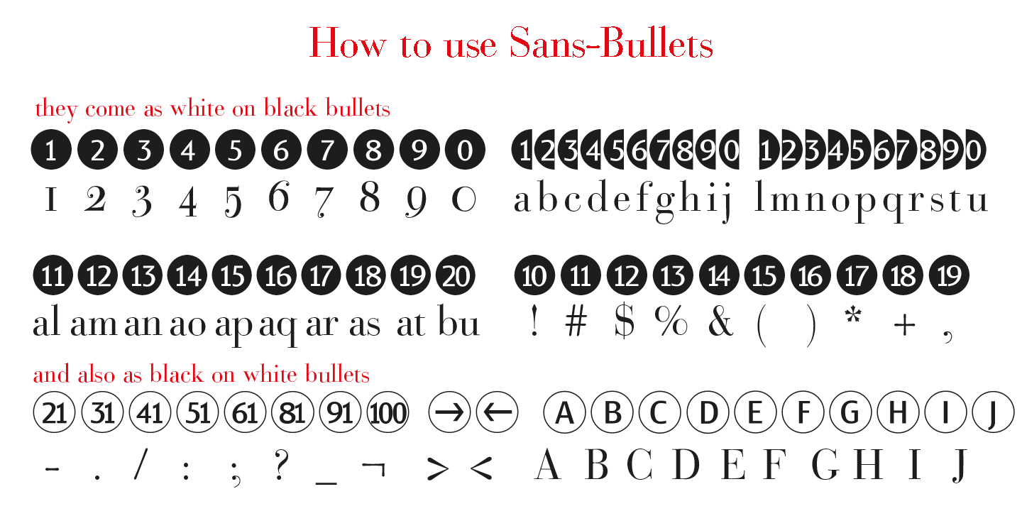 Beispiel einer Bullets My Script pos-Schriftart